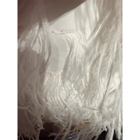LAMARQUE Alena Mini Dress Womens Size M White V-Neck Sleeveless Feather - Picture 10 of 12